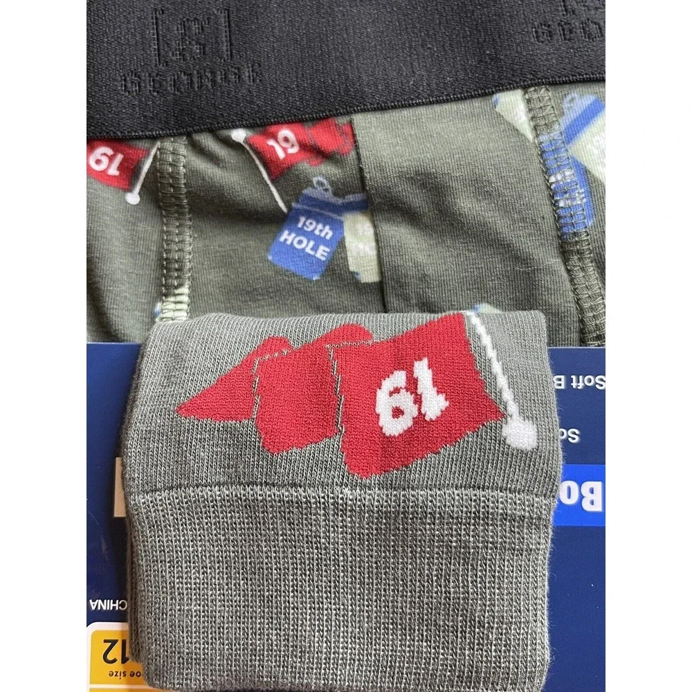 George Large Boxer Brief Crew Sock‎ Combo Pack Golf Theme Green Stocking Gift